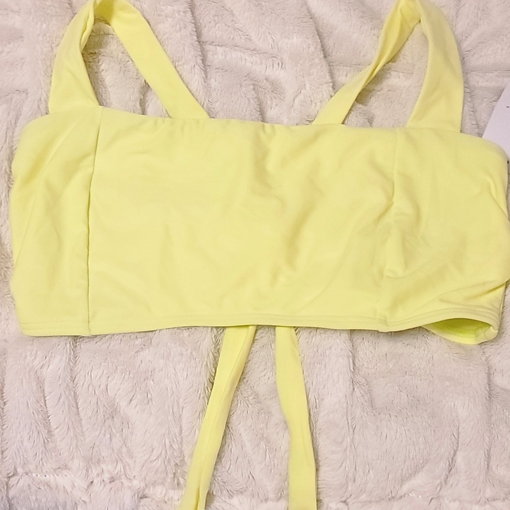 Never worn square neck bralette bikini top neon yellow XL